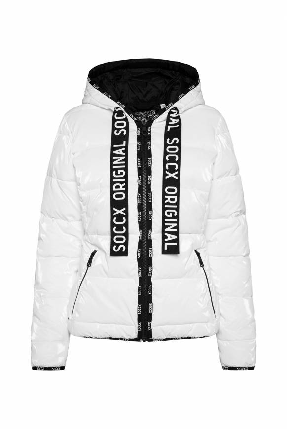 Soccx Glänzende Steppjacke Mit Samt-Optik White