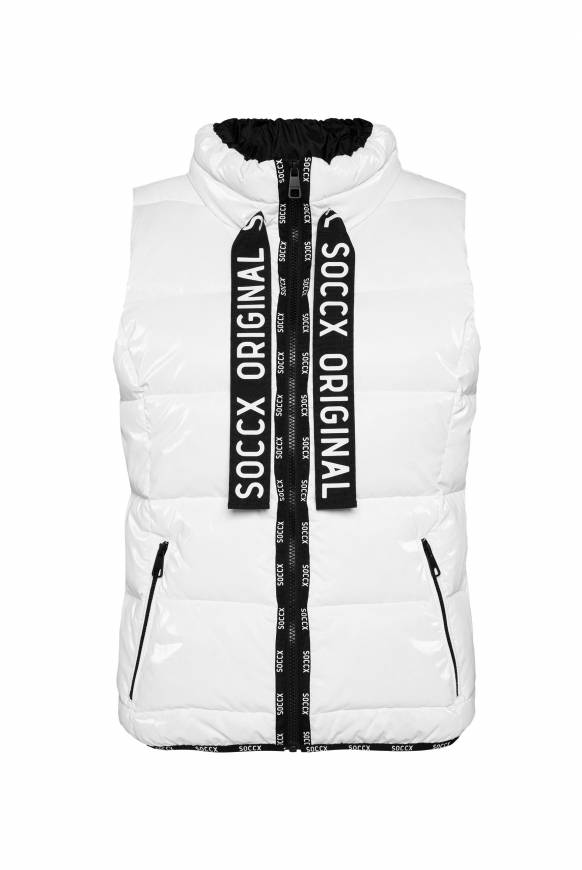 Soccx Glänzende Steppweste Mit Samt-Optik White