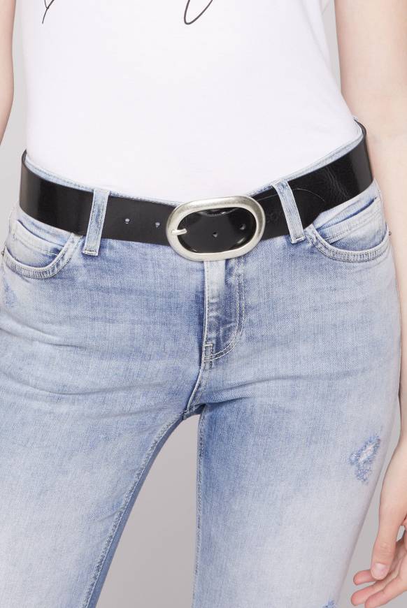 Soccx Gürtel aus Leder mit Glanz-Finish black