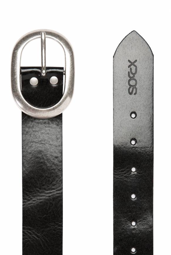Soccx Gürtel Aus Leder Mit Glanz-Finish Black