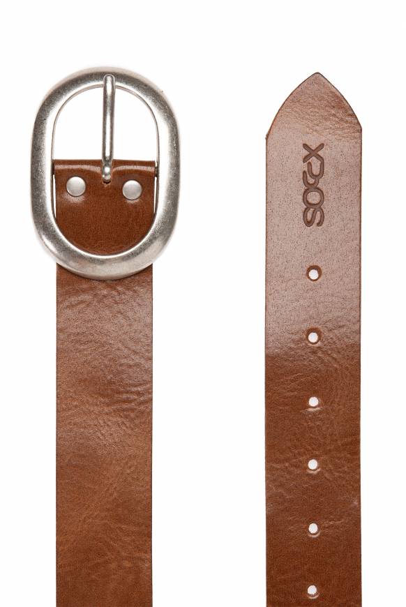 Soccx Gürtel Aus Leder Mit Glanz-Finish Cognac