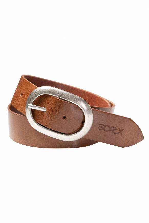 Soccx Gürtel aus Leder mit Glanz-Finish cognac