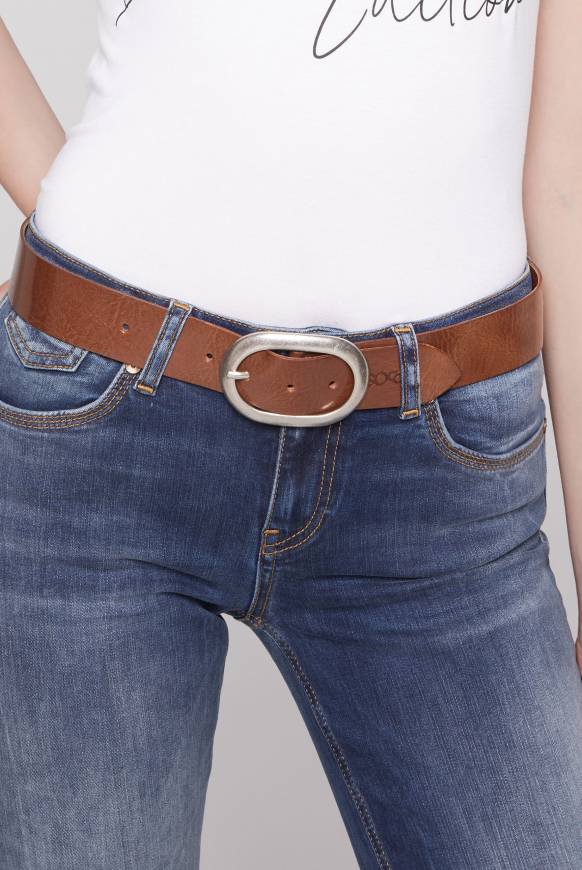 Soccx Gürtel aus Leder mit Glanz-Finish cognac