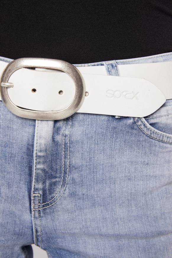 Soccx Gürtel Aus Leder Mit Glanz-Finish White