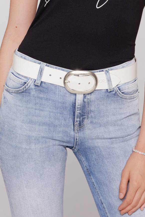 Soccx Gürtel aus Leder mit Glanz-Finish white