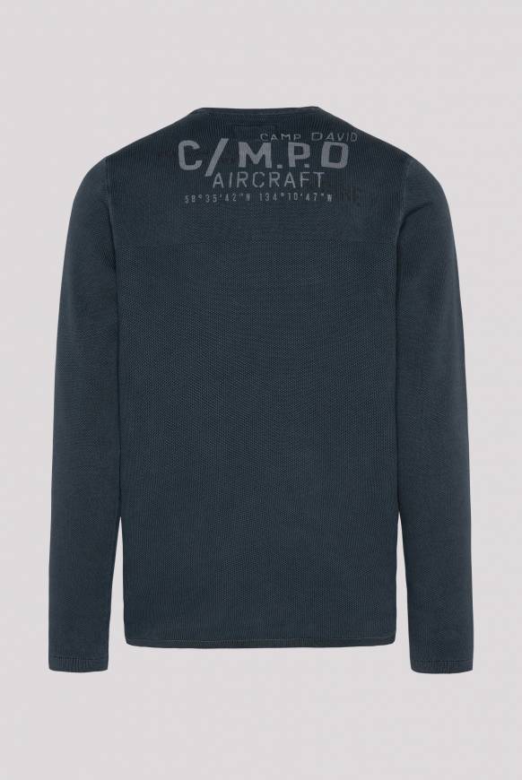 Soccx Henley-Pullover Stone Washed Blue Navy