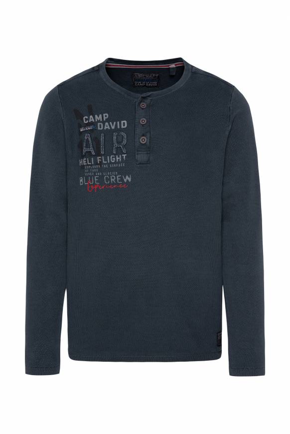 Soccx Henley-Pullover Stone Washed Blue Navy