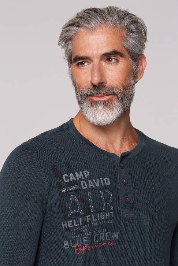 Soccx Henley-Pullover Stone Washed Blue Navy