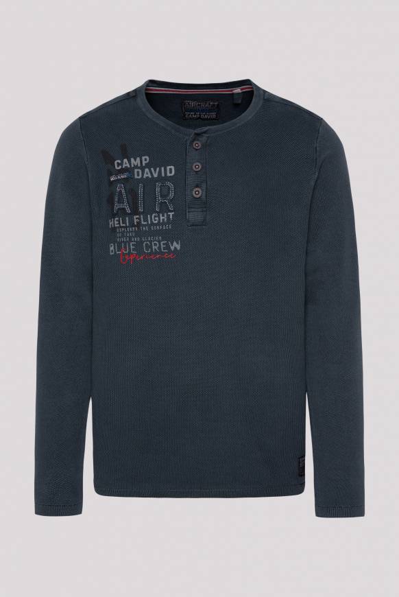 Soccx Henley-Pullover Stone Washed blue navy