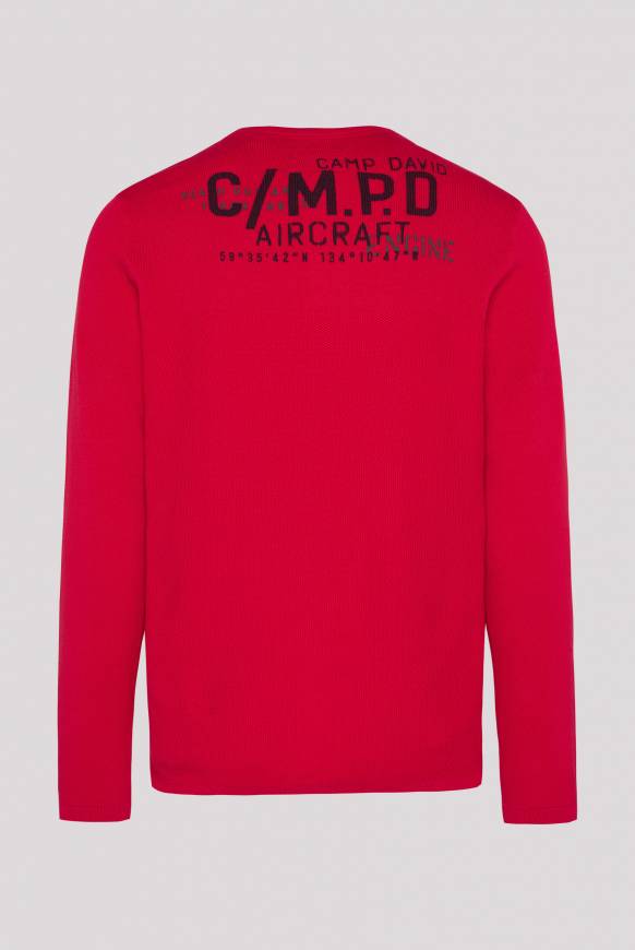 Soccx Henley-Pullover Stone Washed Flight Red