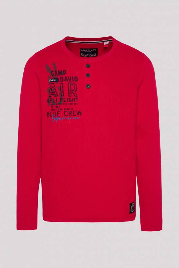 Soccx Henley-Pullover Stone Washed Flight Red