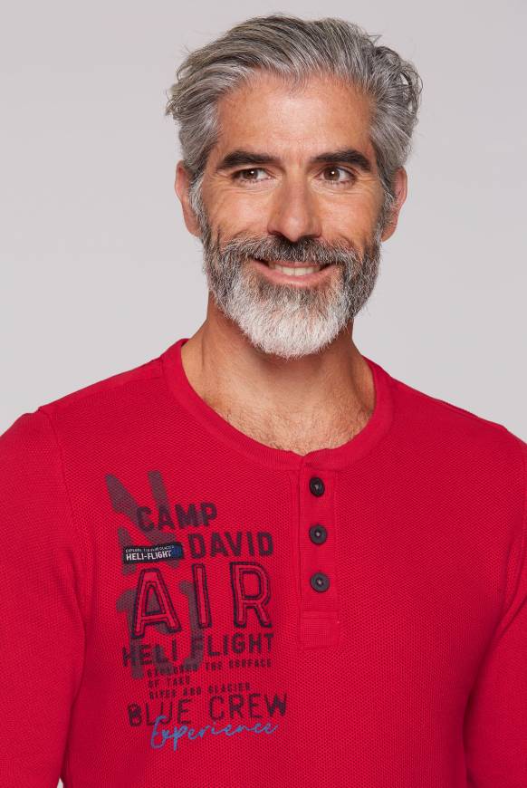 Soccx Henley-Pullover Stone Washed Flight Red