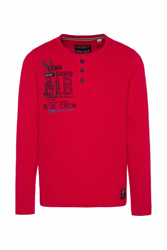 Soccx Henley-Pullover Stone Washed Flight Red