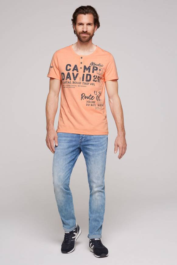Soccx Henley-Shirt Mit Logo Prints Sunshine Orange