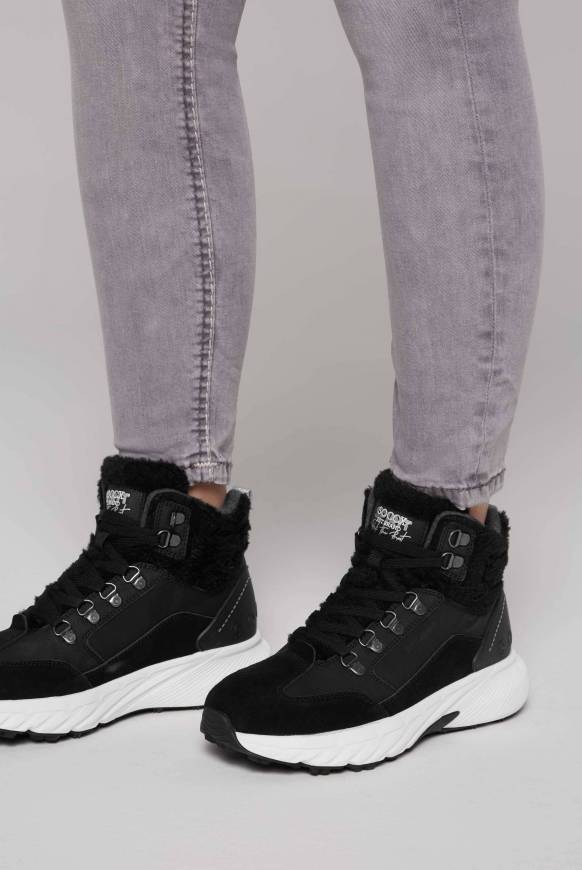 Soccx High Top Sneaker Mit Kunstfell-Details Black