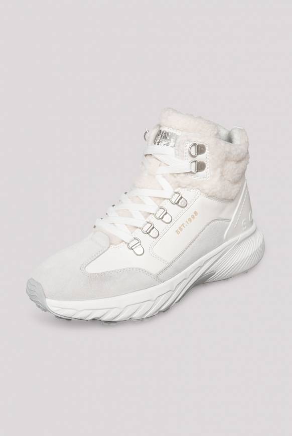 Soccx High Top Sneaker mit Kunstfell-Details ivory