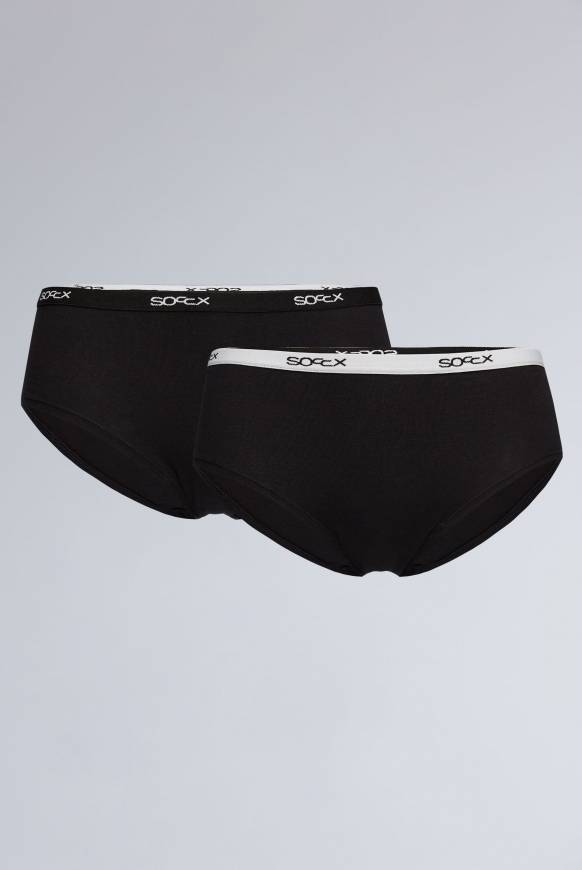 Soccx Hipster mit Logo-Bund 2 Pack black / black XS