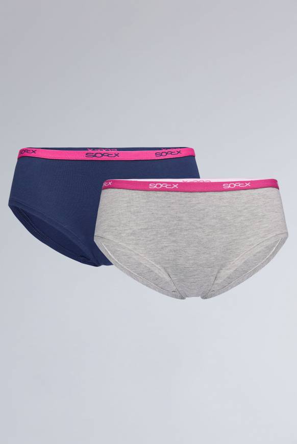Soccx Hipster mit Logo-Bund 2 Pack light grey / navy