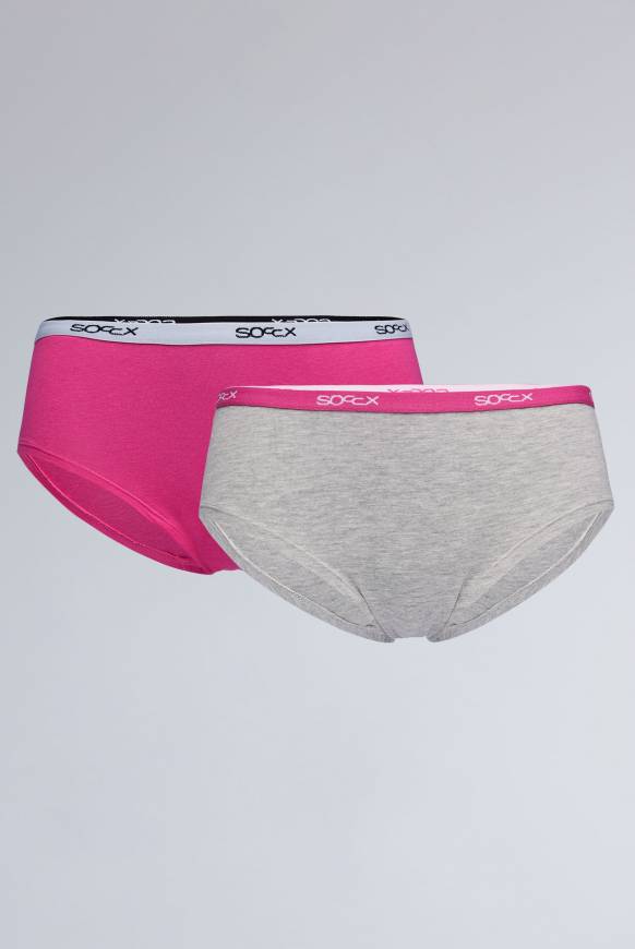 Soccx Hipster mit Logo-Bund 2 Pack light grey / pink