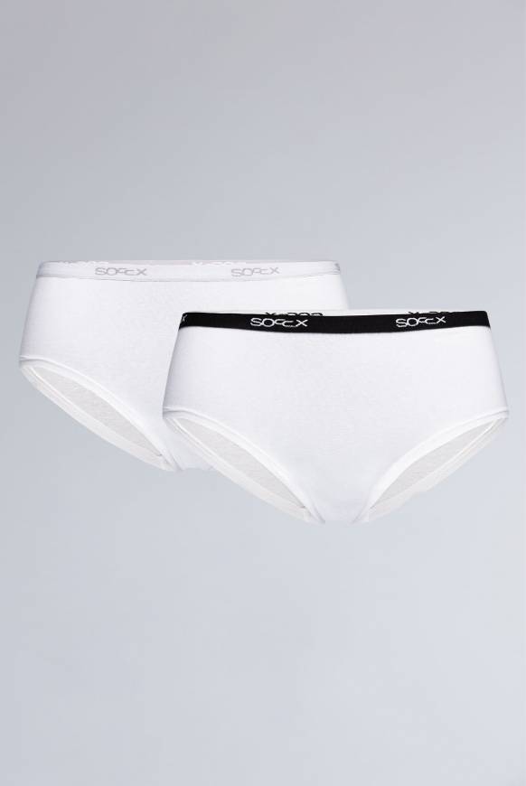 Soccx Hipster mit Logo-Bund 2 Pack white / white