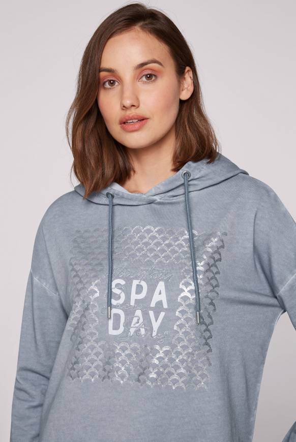 Soccx Hoodie Oil Dyed Mit Artwork Cold Grey