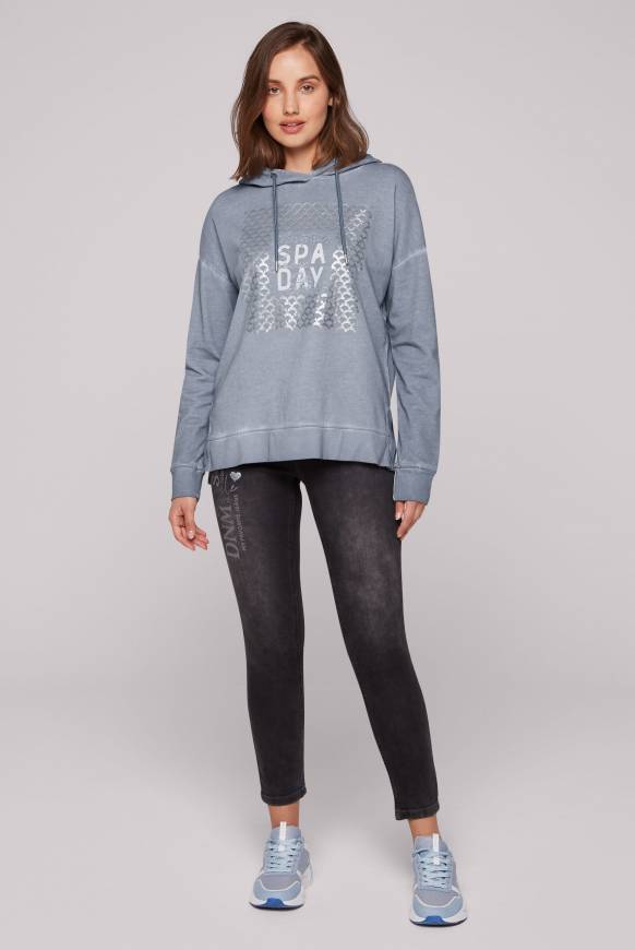 Soccx Hoodie Oil Dyed Mit Artwork Cold Grey