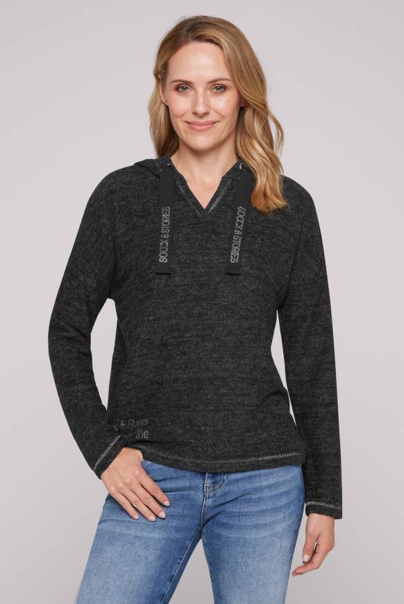 Soccx Kapuzenpullover aus Flauschstrick black