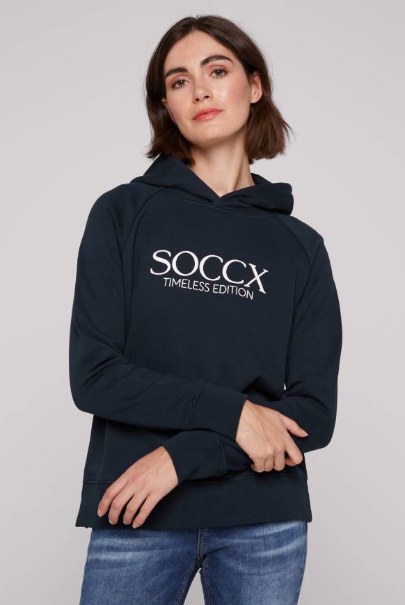 Soccx Kapuzensweatshirt mit Logo Print blue navy