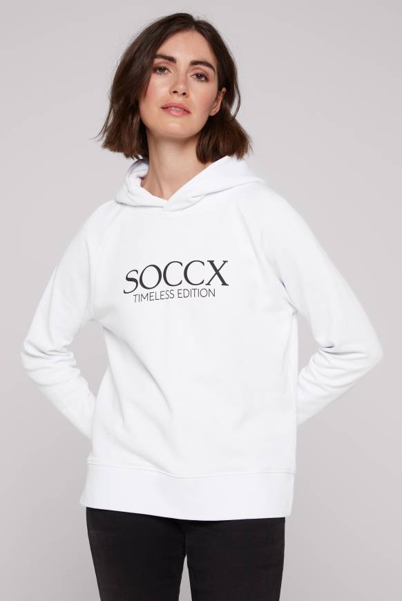 Soccx Kapuzensweatshirt mit Logo Print opticwhite