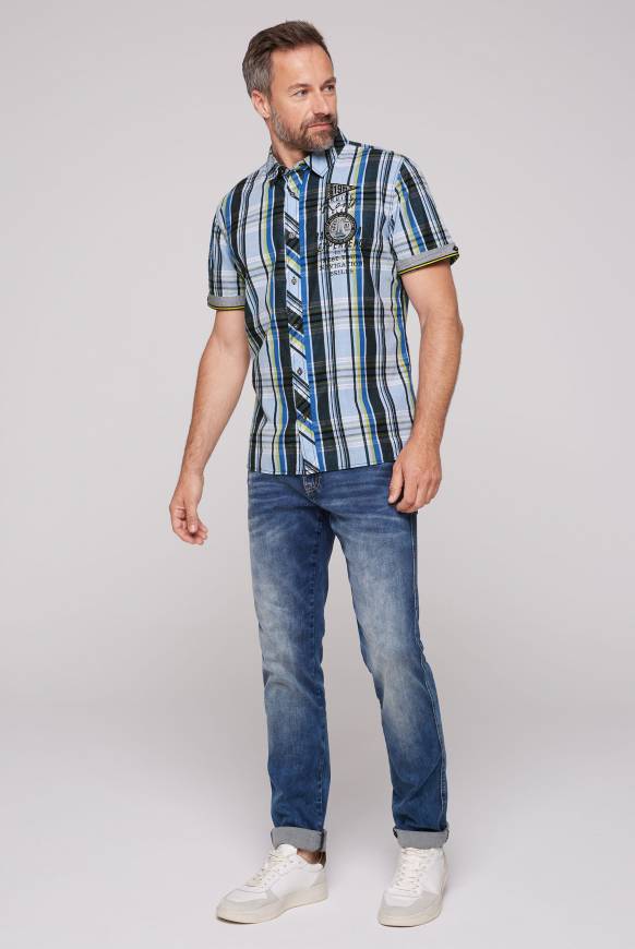 Soccx Karohemd Mit Kleineren Artworks Summer Blue