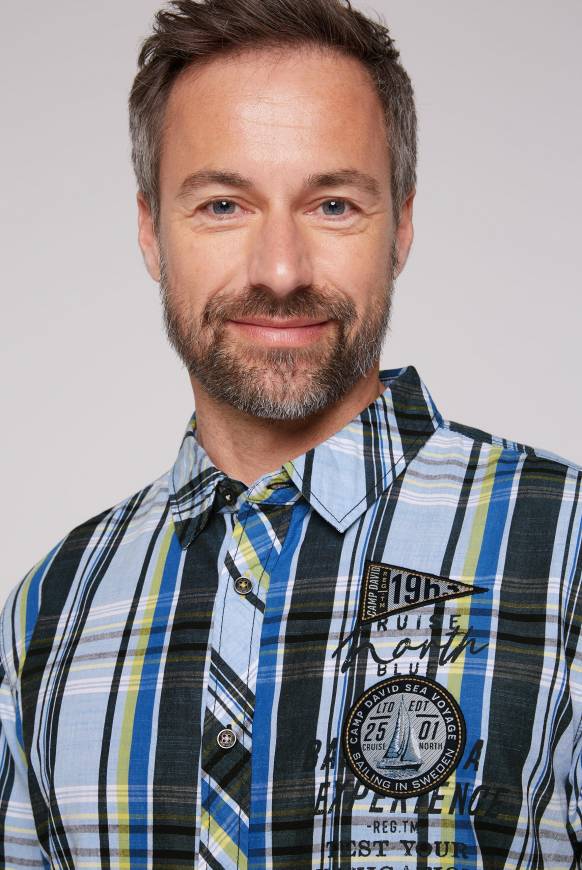 Soccx Karohemd Mit Kleineren Artworks Summer Blue