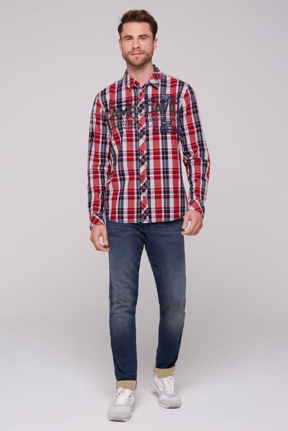 Soccx Karohemd Mit Label-Applikationen Flight Red