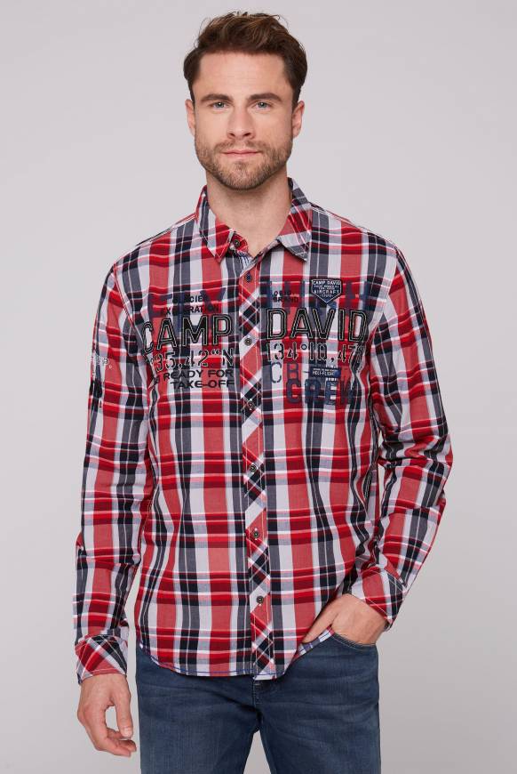 Soccx Karohemd Mit Label-Applikationen Flight Red