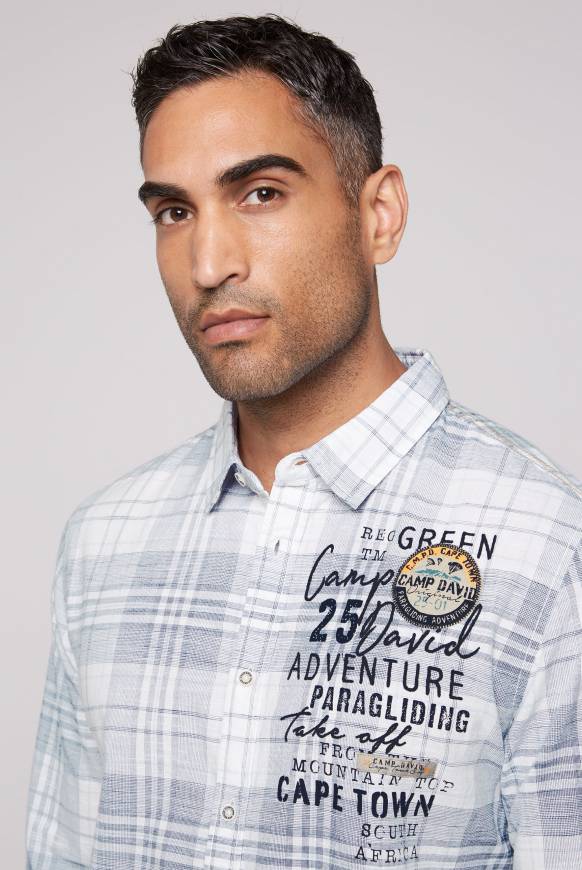 Soccx Karohemd Mit Label-Applikationen Opticwhite