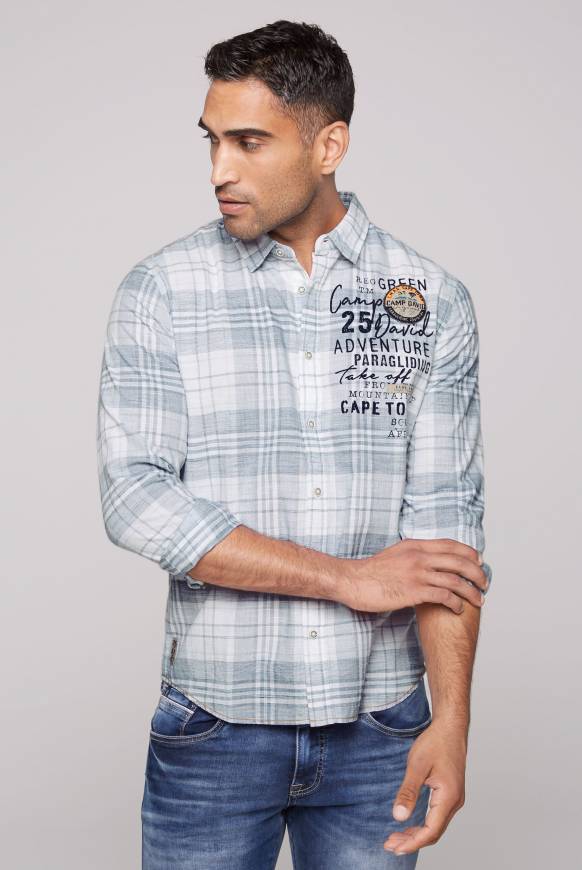 Soccx Karohemd mit Label-Applikationen opticwhite