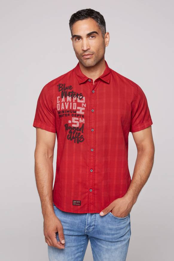 Soccx Karohemd mit Print und Stickereien royal red