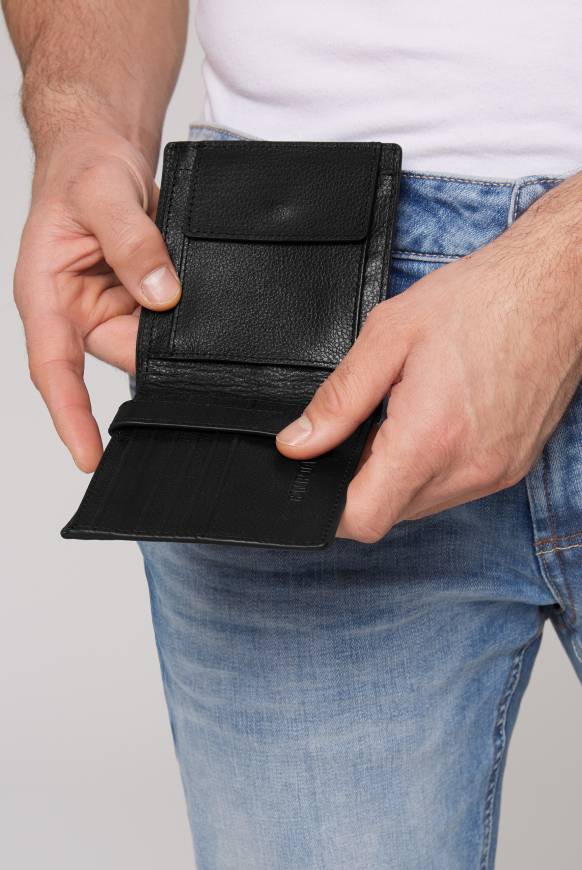 Soccx Klapp-Geldbörse Mit Logo-Prägung Black