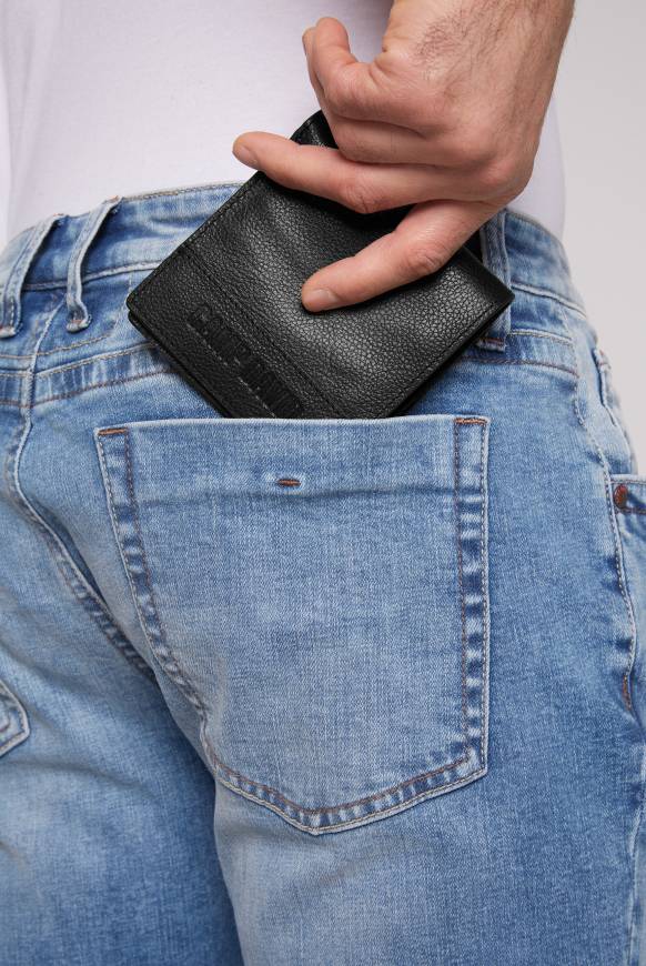 Soccx Klapp-Geldbörse mit Logo-Prägung black