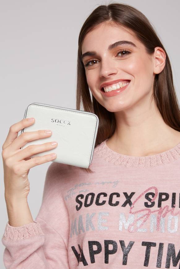 Soccx Kleine Geldbörse mit Reißverschluss ivory