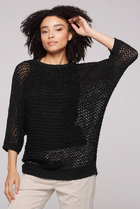 Soccx Kurzarm-Pullover Aus Strukturgarn Black