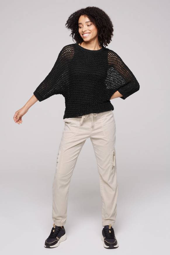 Soccx Kurzarm-Pullover Aus Strukturgarn Black