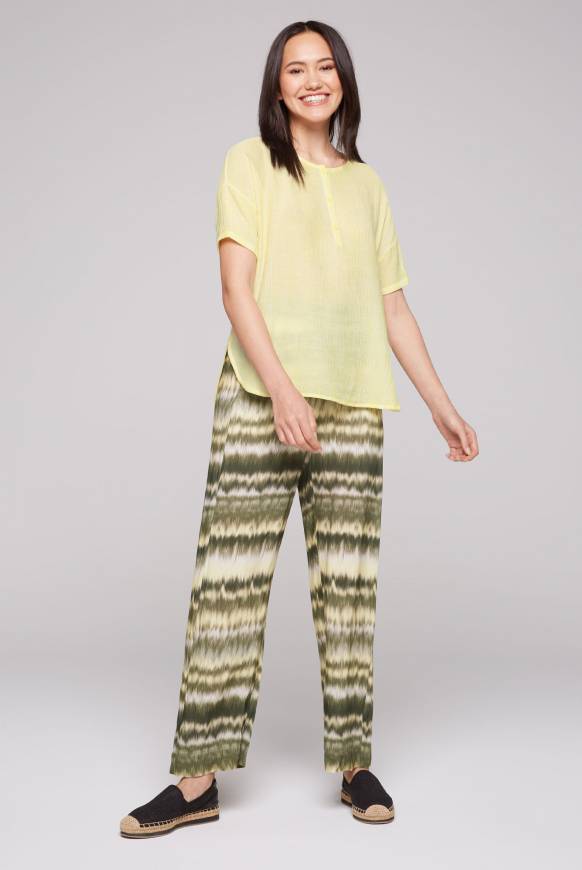 Soccx Kurzarmbluse Mit Crèpe-Struktur Faded Yellow