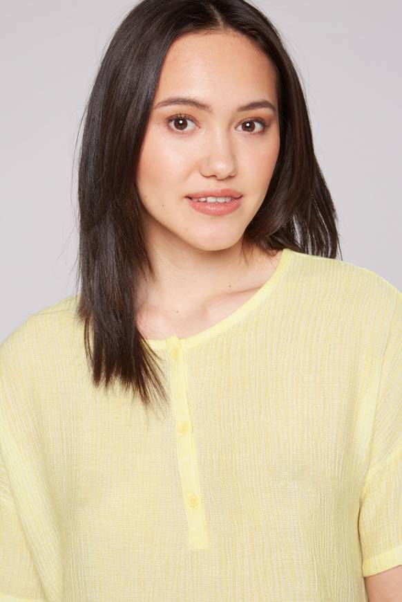 Soccx Kurzarmbluse Mit Crèpe-Struktur Faded Yellow
