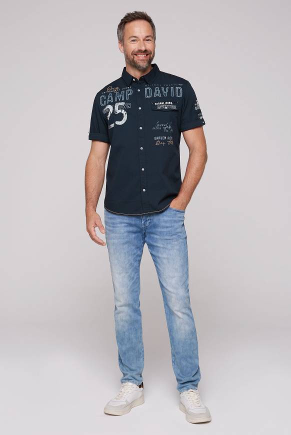 Soccx Kurzarmhemd Mit Logo-Applikationen Blue Navy