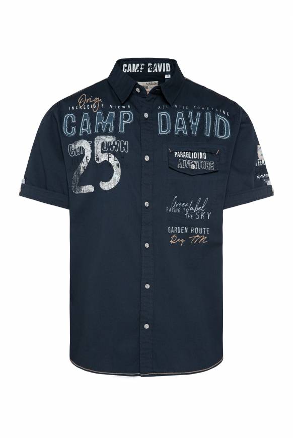 Soccx Kurzarmhemd Mit Logo-Applikationen Blue Navy