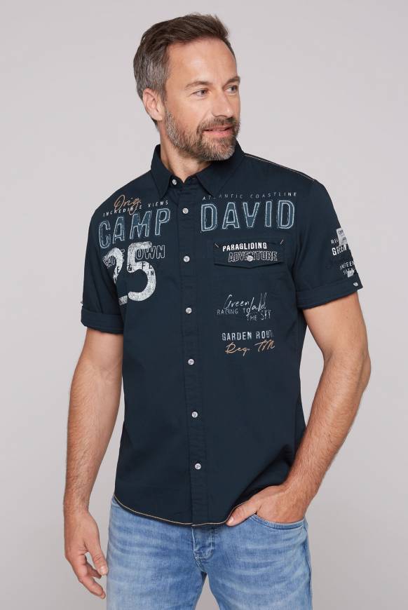 Soccx Kurzarmhemd mit Logo-Applikationen blue navy