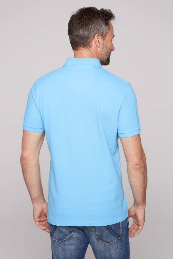 Soccx Kurzarmpolo Aus Pikee Mit Label Print Aqua