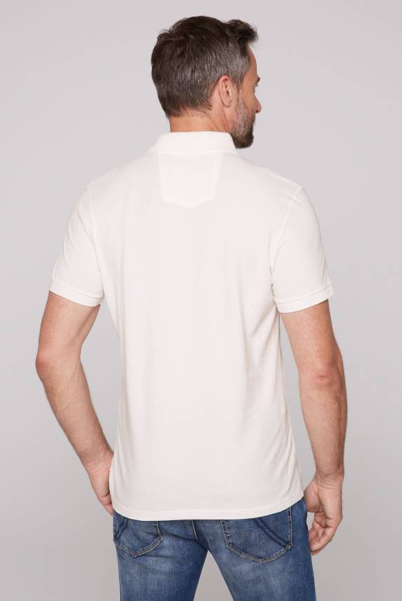 Soccx Kurzarmpolo Aus Pikee Mit Label Print Ivory
