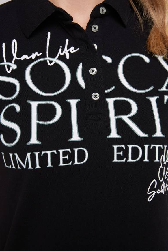 Soccx Kurzarmpolo Aus Pikee Mit Logo Print Black