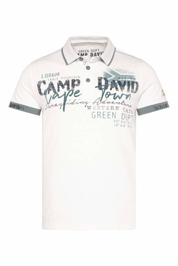 Soccx Kurzarmpolo Mit Flockprint Und Tapes Ivory